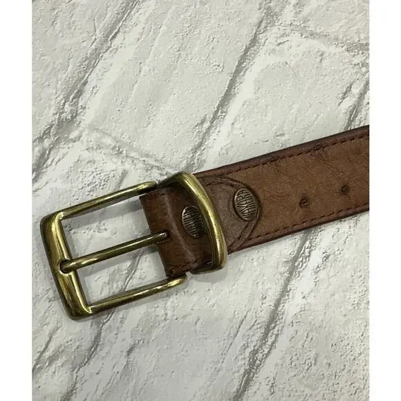 NAKARA Namibia Brown Ostrich KANGO Leather Belt w/ Brass Buckle